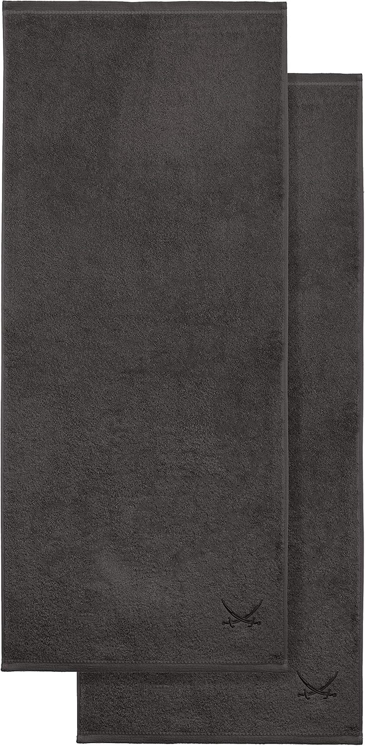 Sansibar Badetuch 2er Set 90x180 cm 100% Baumwolle mit gesticktem Säbel Logo Strandtuch Saunatuch An