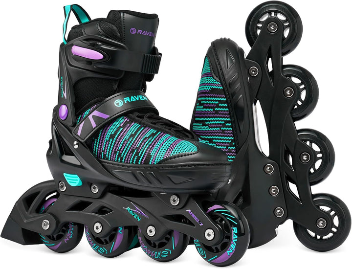 RAVEN 3in1 Inline Skates Triskates Rollschuhe Inliner für Kinder Erwachsene Mädchen Damen verstellba