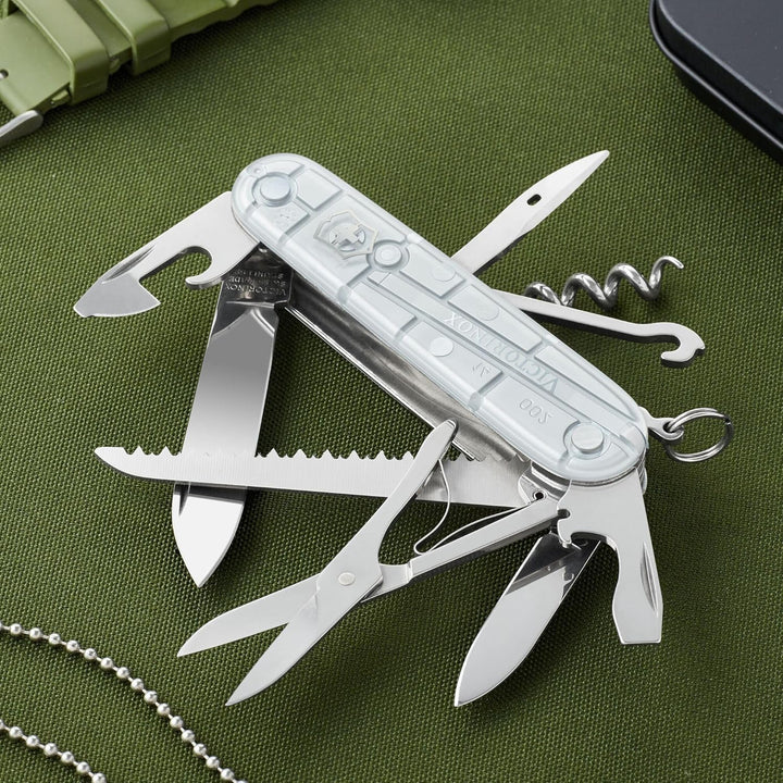 Victorinox Taschenmesser Huntsman - silver transparent - Swiss Made - 15 Funktionen, Klinge, Korkenz