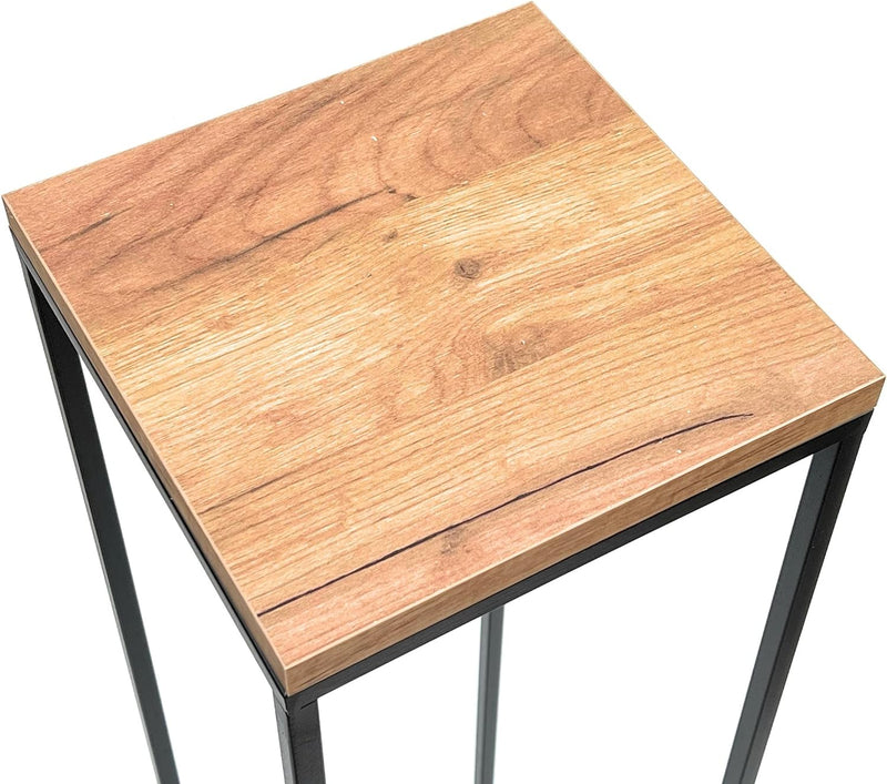 DanDiBo Blumenhocker Metall Holz Schwarz Eckig 100 cm Blumenständer Beistelltisch 96353 Blumensäule