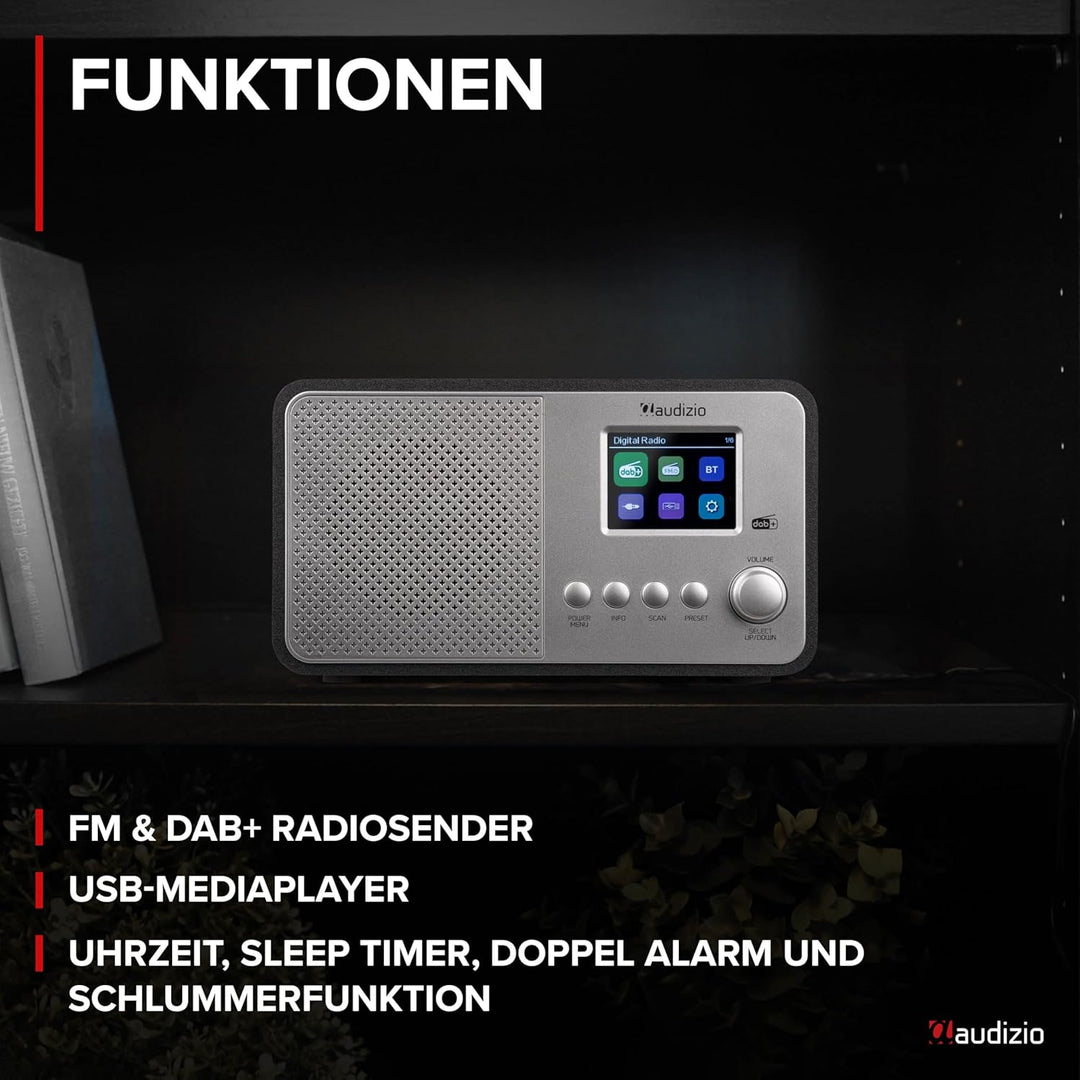 Audizio Avio - Kompaktes DAB Plus Radio mit Bluetooth, Digitalradio, FM & UKW, AUX, 30 Watt Lautspre