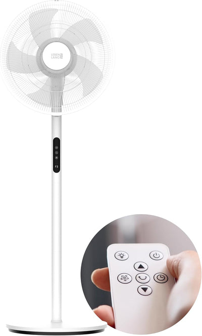 LEBENLANG Stand Ventilator leise - Mit Fernbedienung & LED-Display & 5 Modi I Oszillierend Energiesp