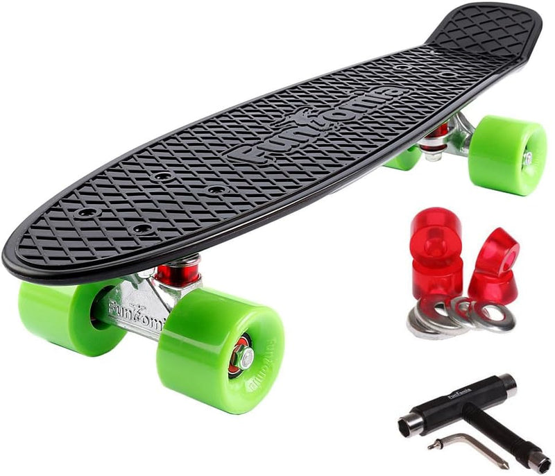 FunTomia Kinder Skateboard Cruiserboard Miniboard 57cm mit oder ohne LED Leuchtrollen Alu Truck Mach