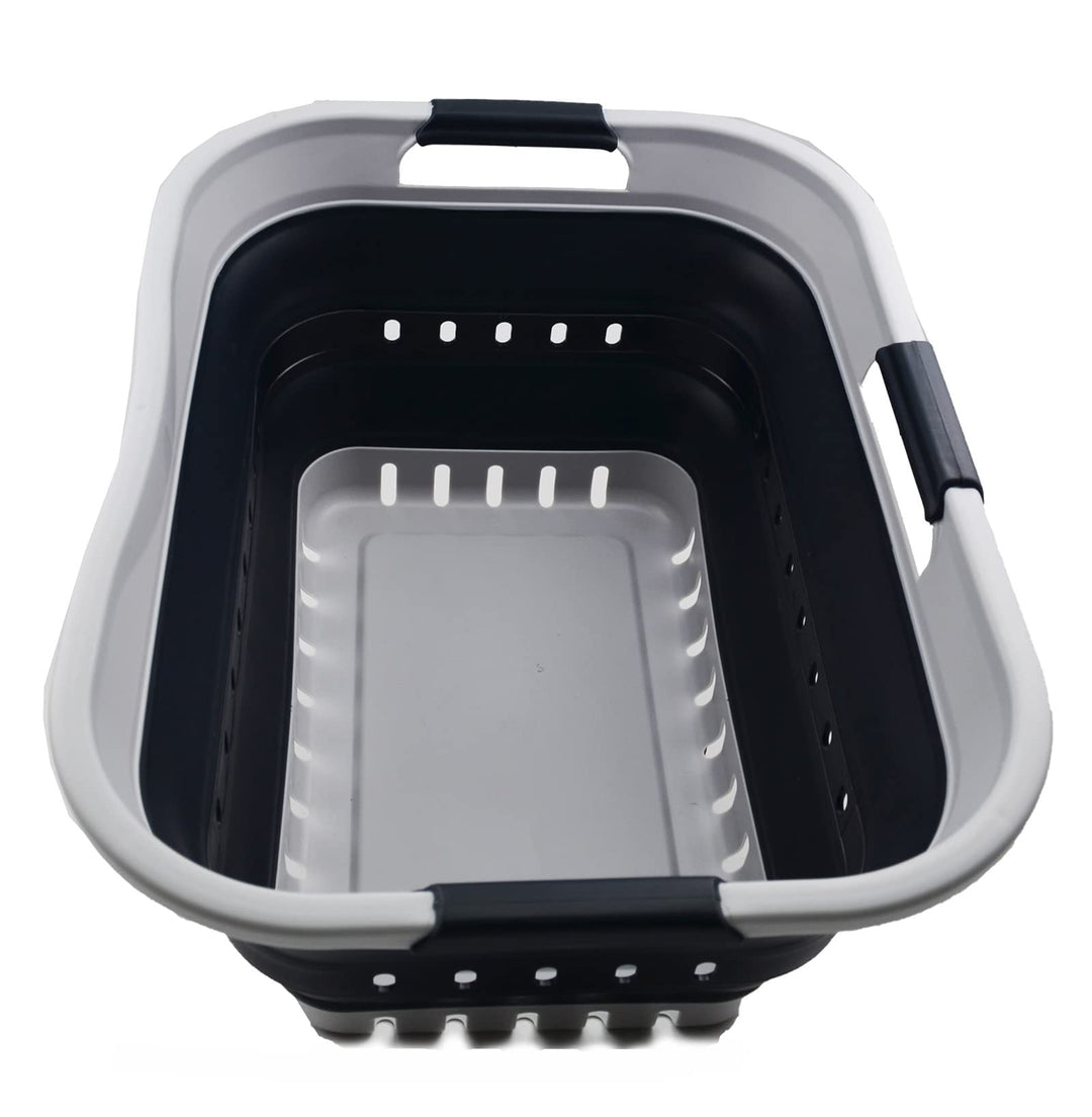 SAMMART Wäschekorb aus Kunststoff, zusammenklappbar, 30 l, mit 3 Griffen, faltbar, Aufbewahrungsbehä