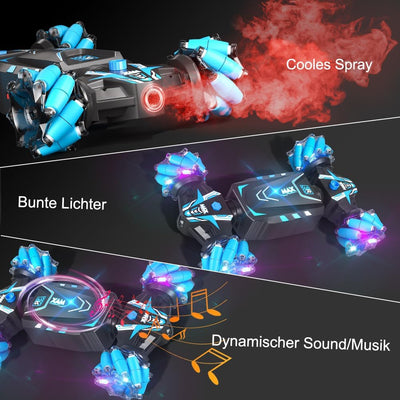 AYIQUTY Ferngesteuertes Auto für Kinder, RC Stunt Car mit Licht und Sprühen, 4WD 2,4 GHz Geländewage