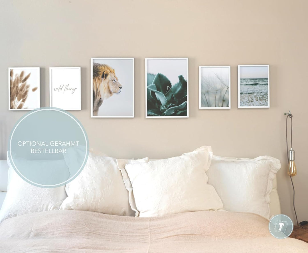 Papierschmiede® XL Mood Poster Set Pampas Wild, Deko Bilder Wohnzimmer, 2x DIN A2 (ca. 59x42) und 4x