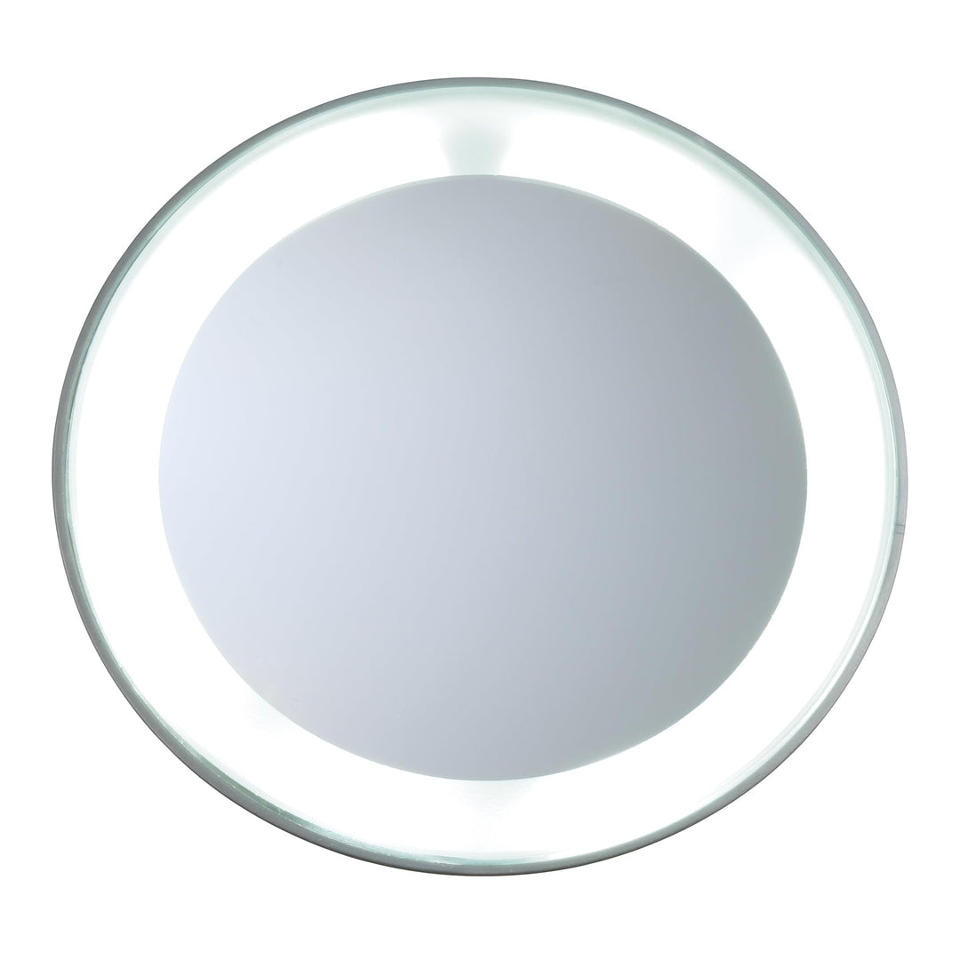 TWEEZERMAN Make-Up Spiegel LED 15-fach Vergrösserungsspiegel mit Saugnäpfen zum Befestigen Ø 10,5 cm