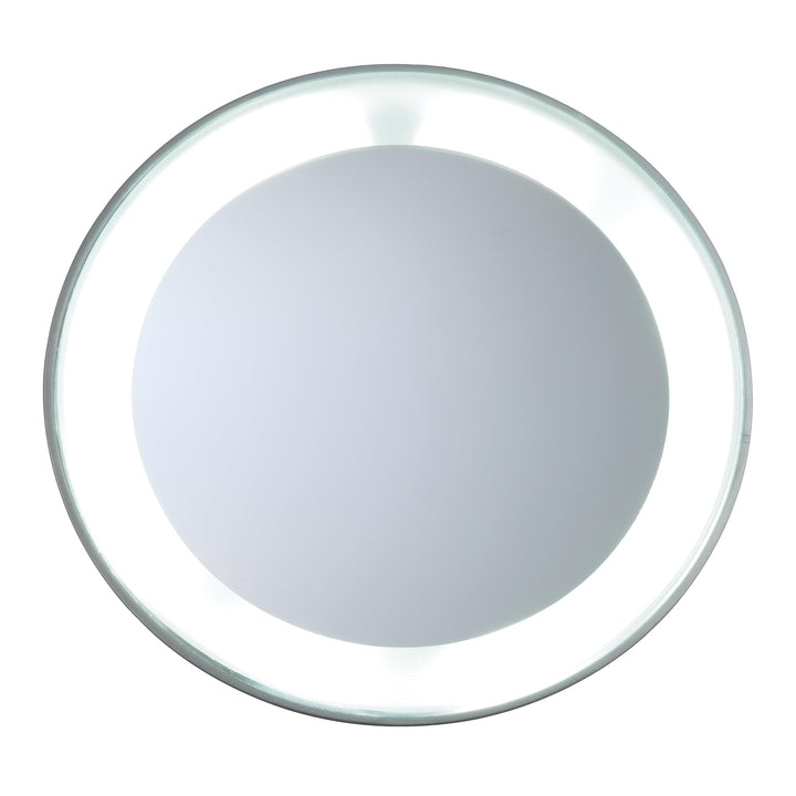 TWEEZERMAN Make-Up Spiegel LED 15-fach Vergrösserungsspiegel mit Saugnäpfen zum Befestigen Ø 10,5 cm