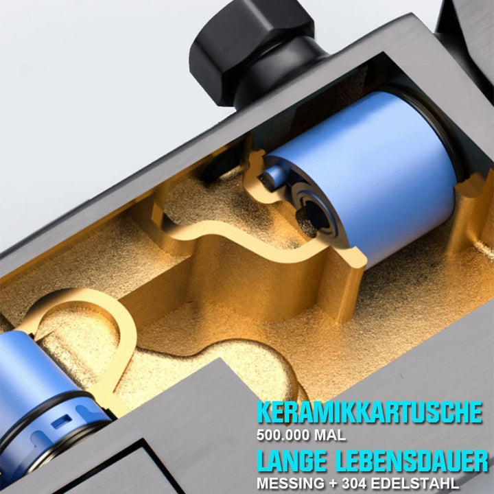 Duschsystem Schwarz,Edelstahl Duschgarnitur mit Duscharmatur Regendusche mit Armatur und 3 Strahlart