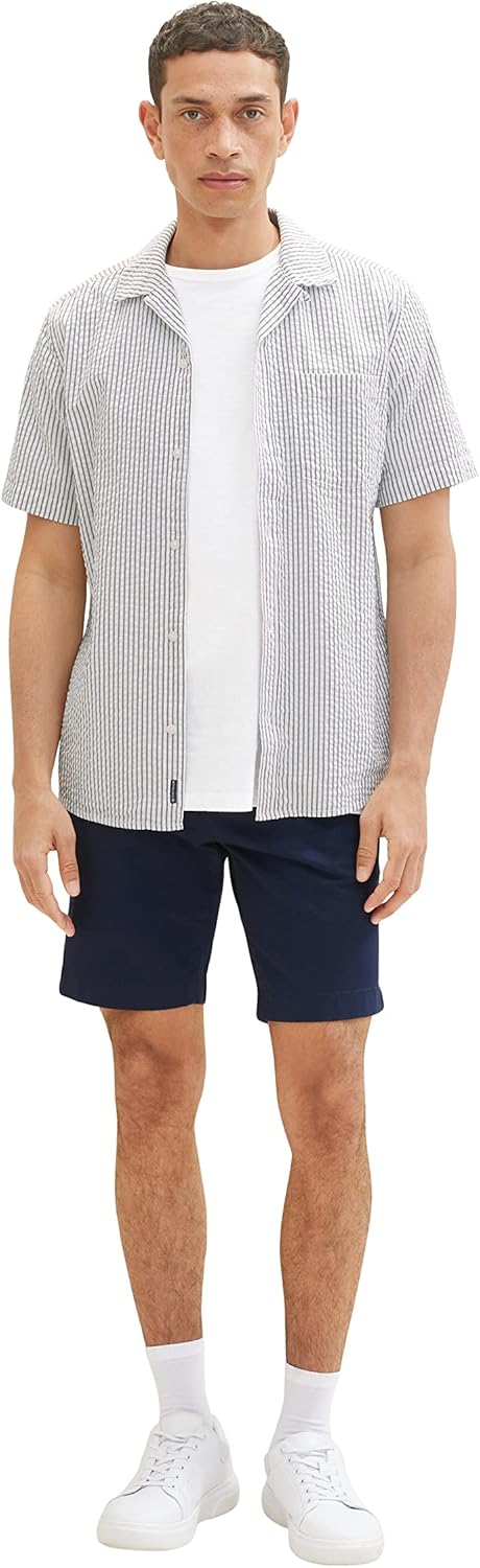 TOM TAILOR Herren Slim Chino Bermuda Shorts mit Stretch 28 10668 - Sky Captain Blue, 28 10668 - Sky