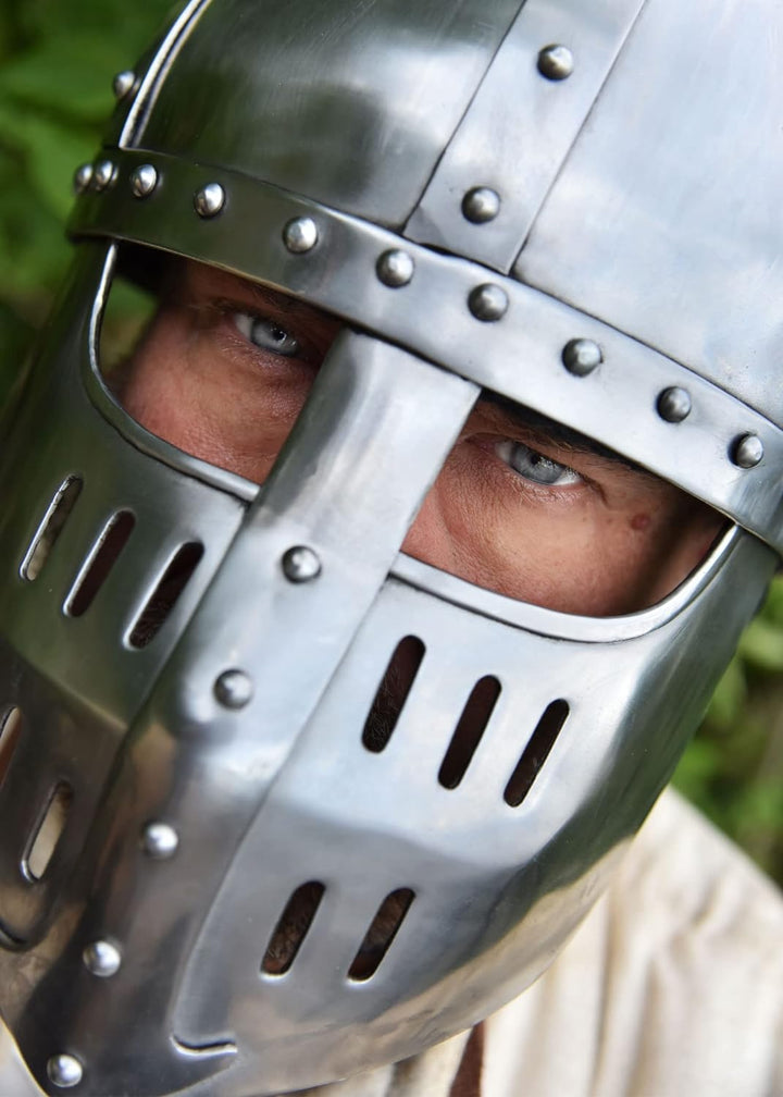 Ulfberth Hochmittelalter Spangenhelm mit Gesichtsplatte, Gr. M schaukampftauglich