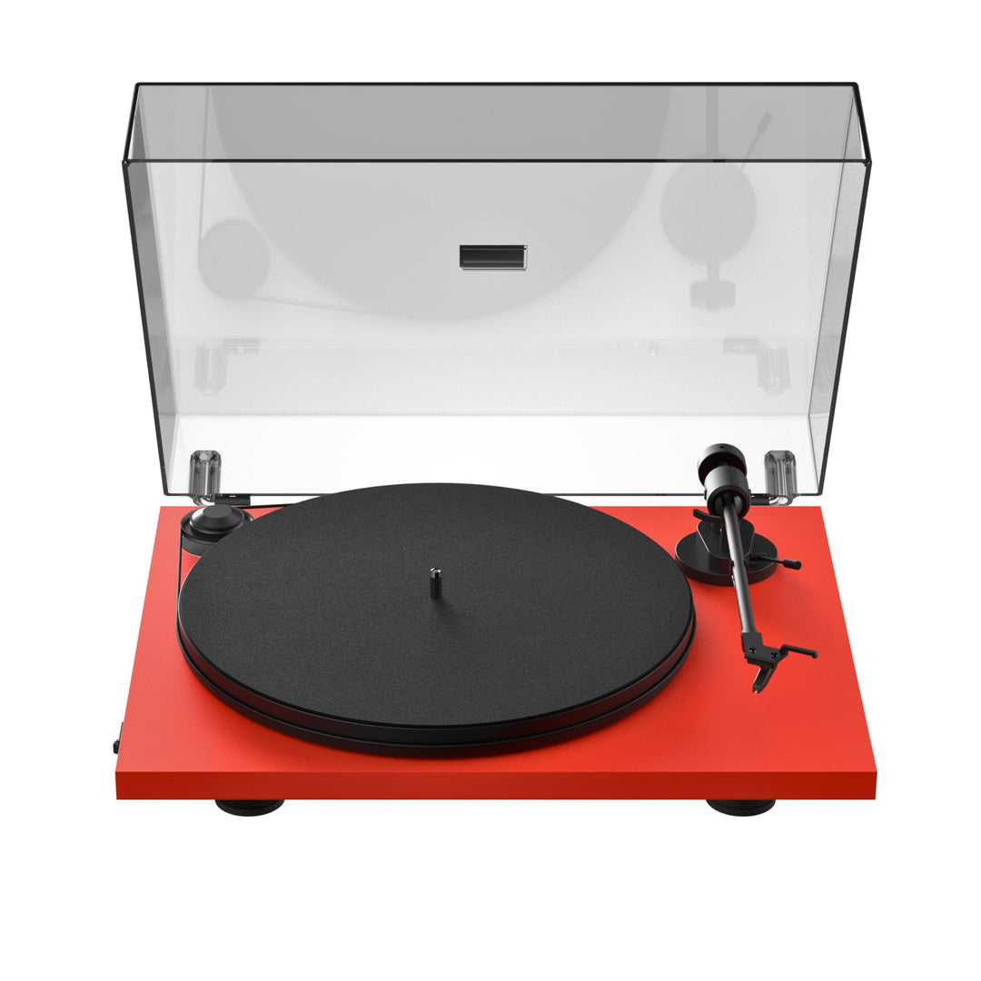 Pro-Ject Primary E Phono, Audiophiler Plug&amp;Play Plattenspieler mit integrierter Phono Vorstufe (Rot)