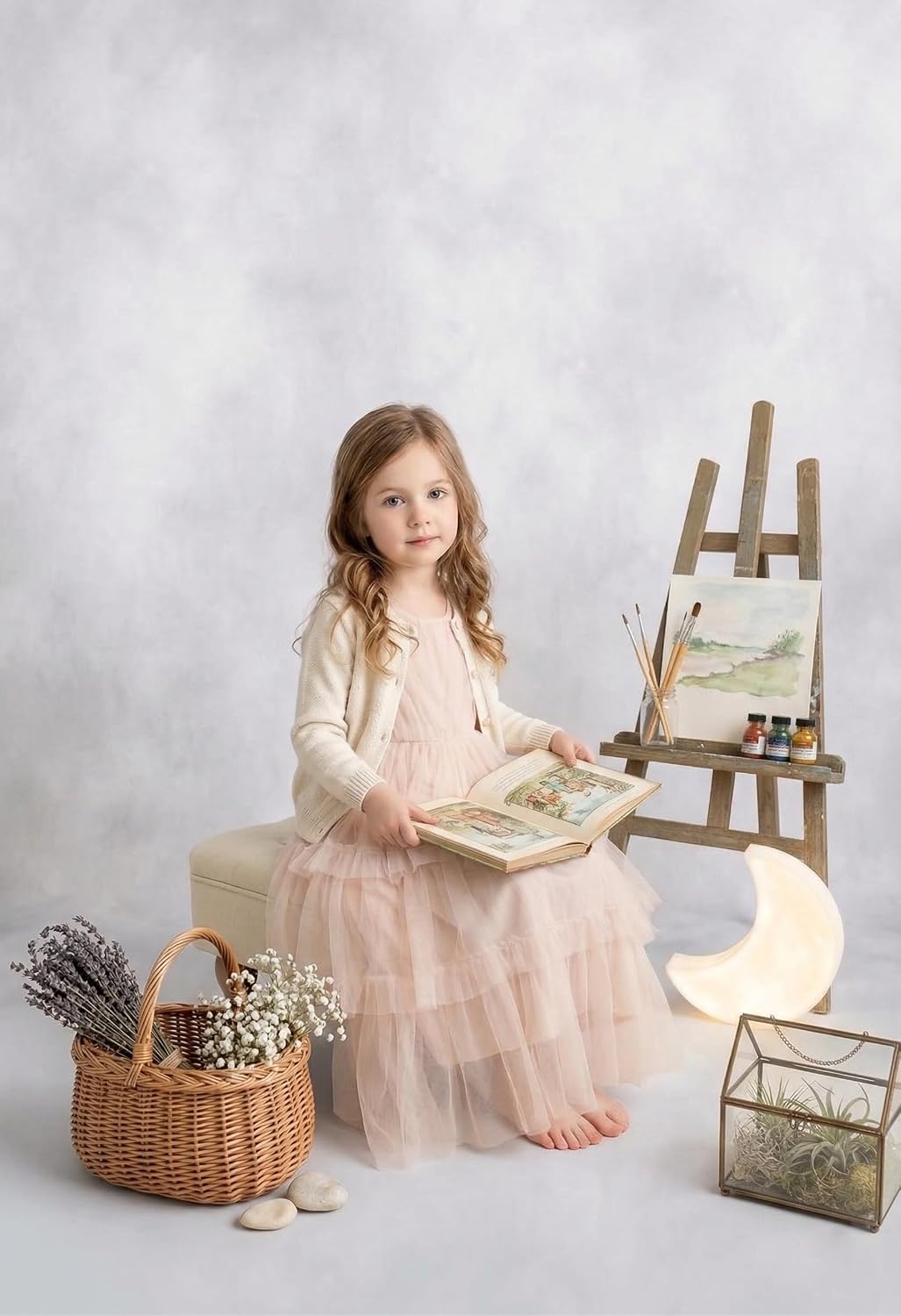 Kate Photocall Weiss 3x3m/10x10ft Vintage Foto Stusio Smokey Grey Portrait Hintergrund für Neugebore
