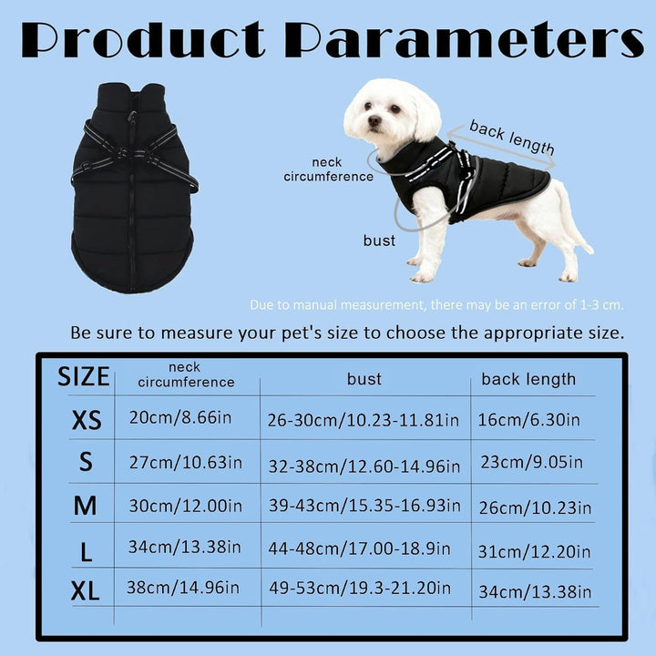 Hundemantel Winter mit Geschirr Einstellbar, ZoneYan Wasserdicht & Warm Hundemantel für Kleine Hunde