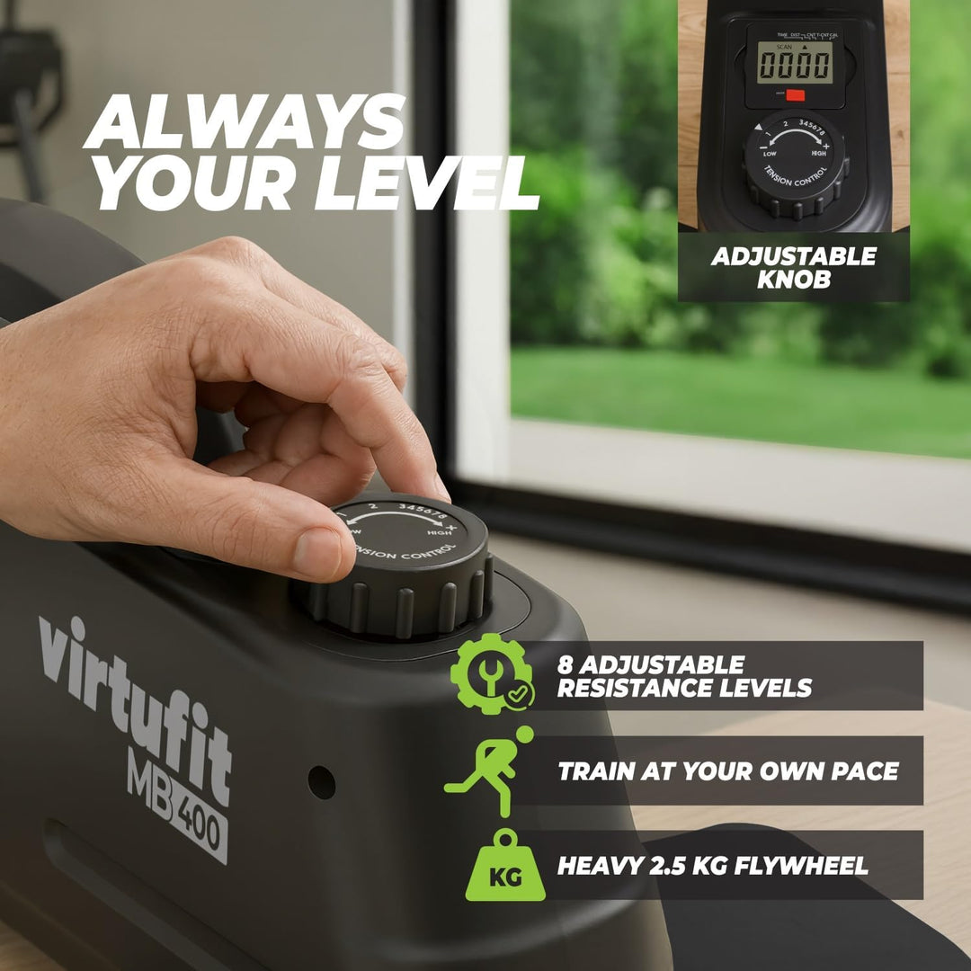 VirtuFit MB400 Pedaltrainer – Magnetischer Bewegungstrainer für Arme & Beine – 8 Widerstandsstufen –