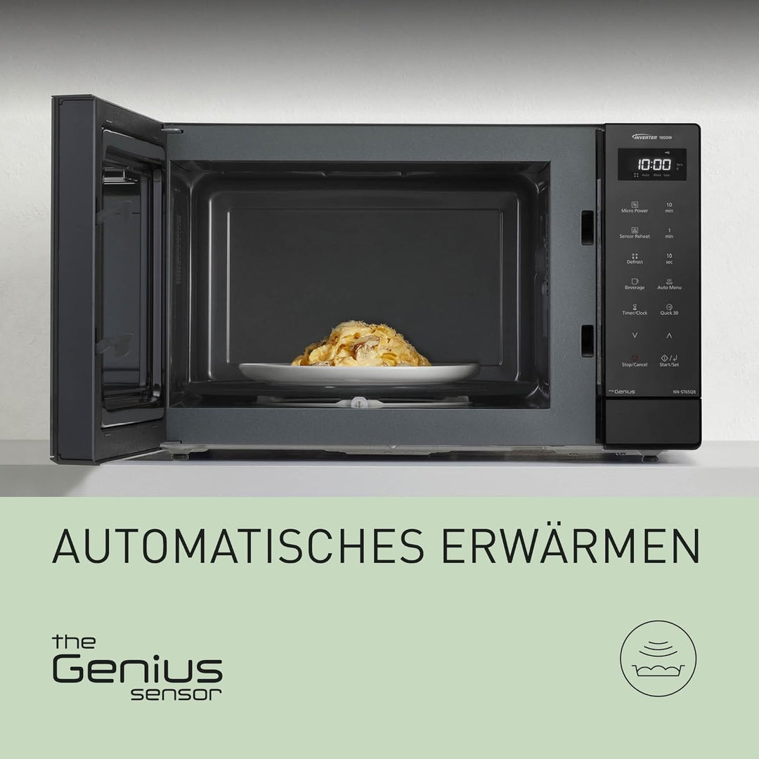 Panasonic NN-ST65QBEPG 32L Inverter Solo Mikrowelle, 1000 Watt Leistung, Genius Sensor Technologie,