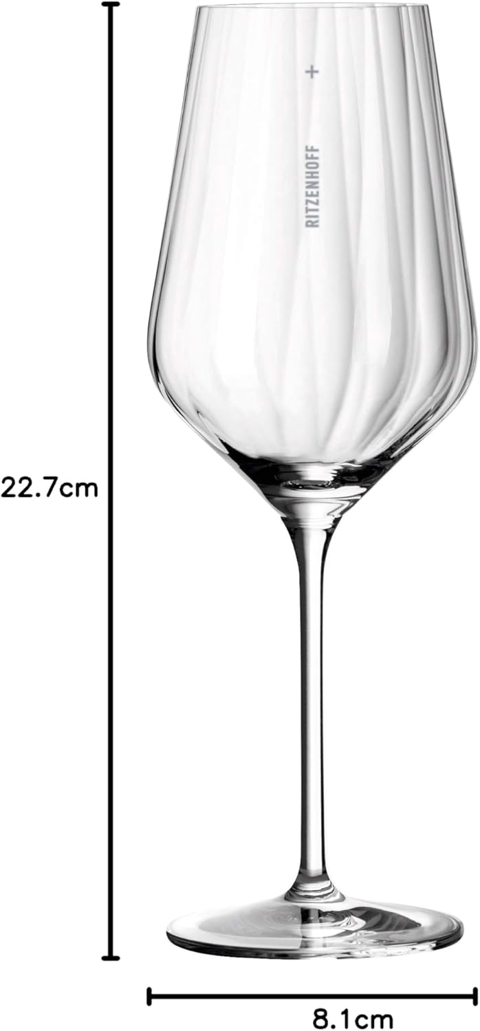 RITZENHOFF 3671001 Weissweinglas Set 300 ml - Serie Sternschliff Set Nr. 1, 2 Stück - mit Relieflini