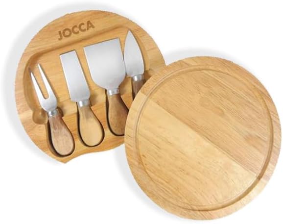 JOCCA - Käsebrett mit Käsemesser Set | Rund Servierplatte aus Holz für Käse und Häppchen | Cheese Bo