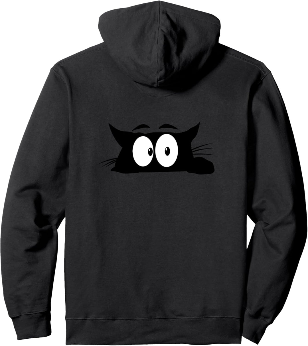 Die schwarze Katze mit weissen Augen schaut gelangweilt Pullover Hoodie