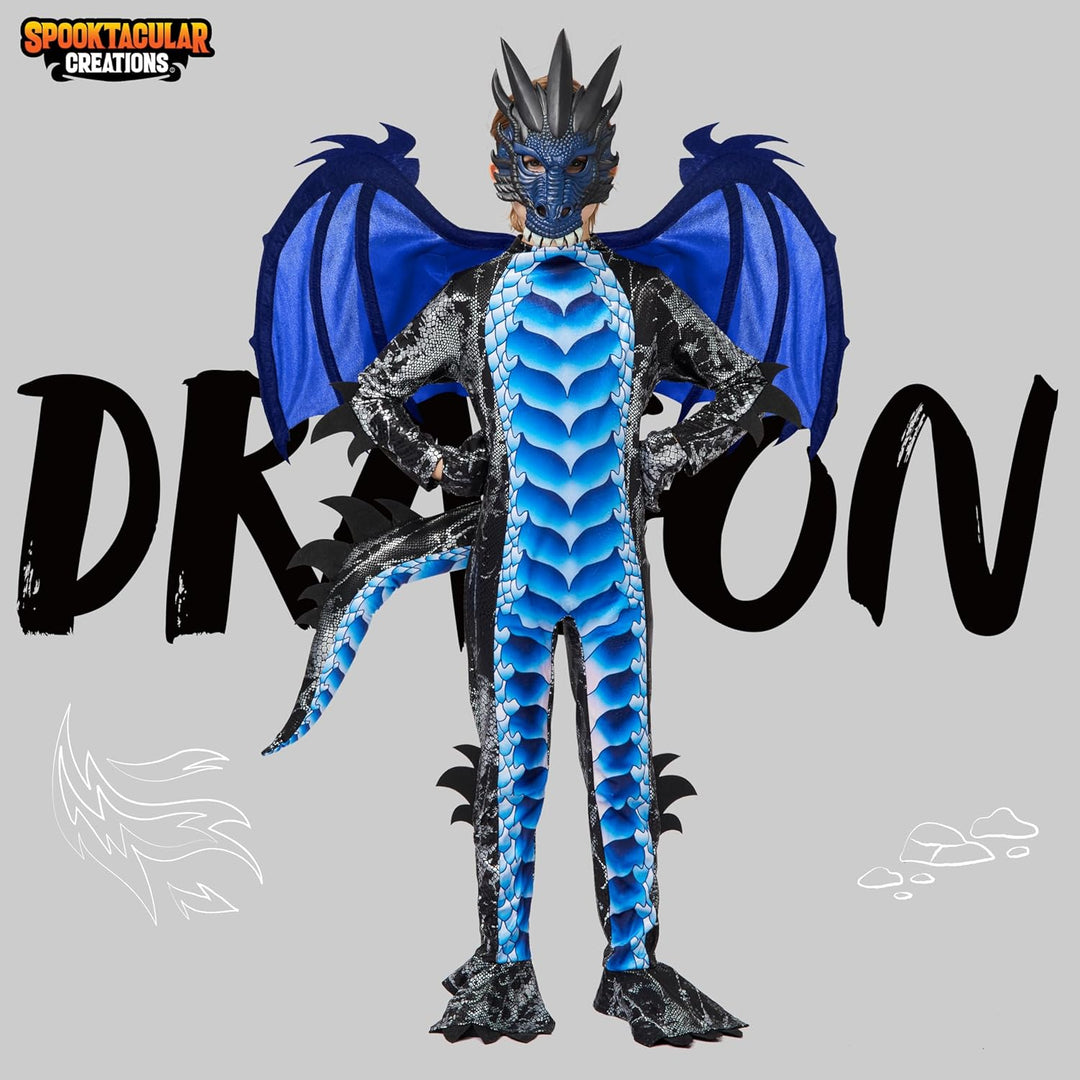 Spooktacular Creations Kind Jungen Drachenkostüm, Drachenflügel und Maske, Halloweenanzug Drachenanz