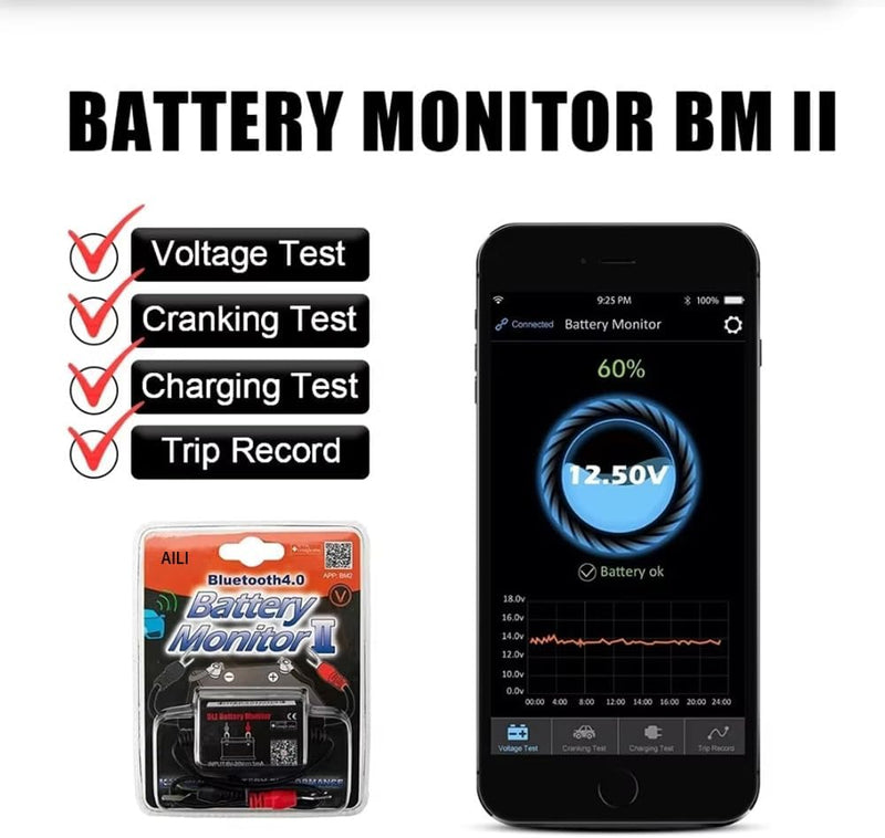 batterietester 12V Bluetooth Wireless Automotive Akku Last Tester Ladegerät Diagnose Analyzer Monito