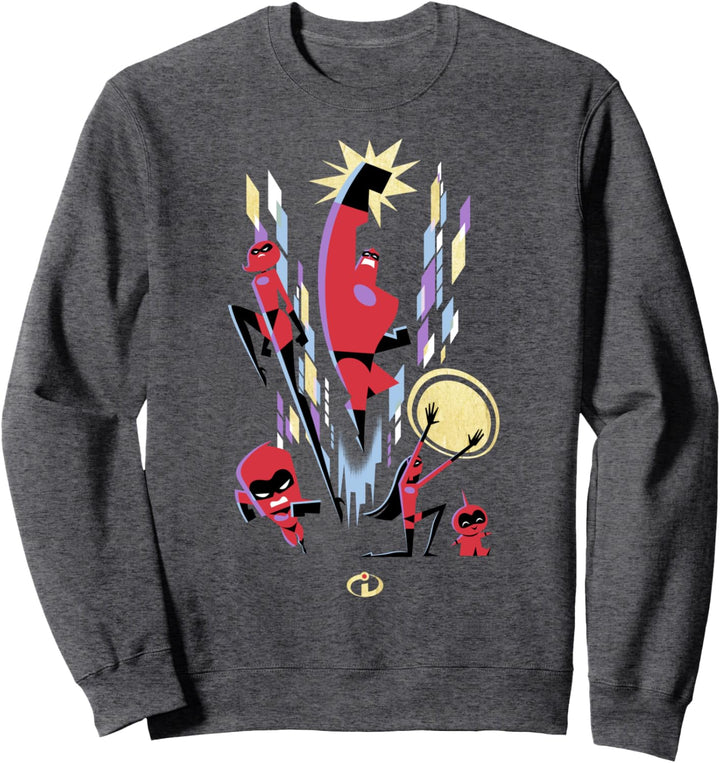 Disney Pixar Incredibles Bright Retro Group Shot Poster Sweatshirt