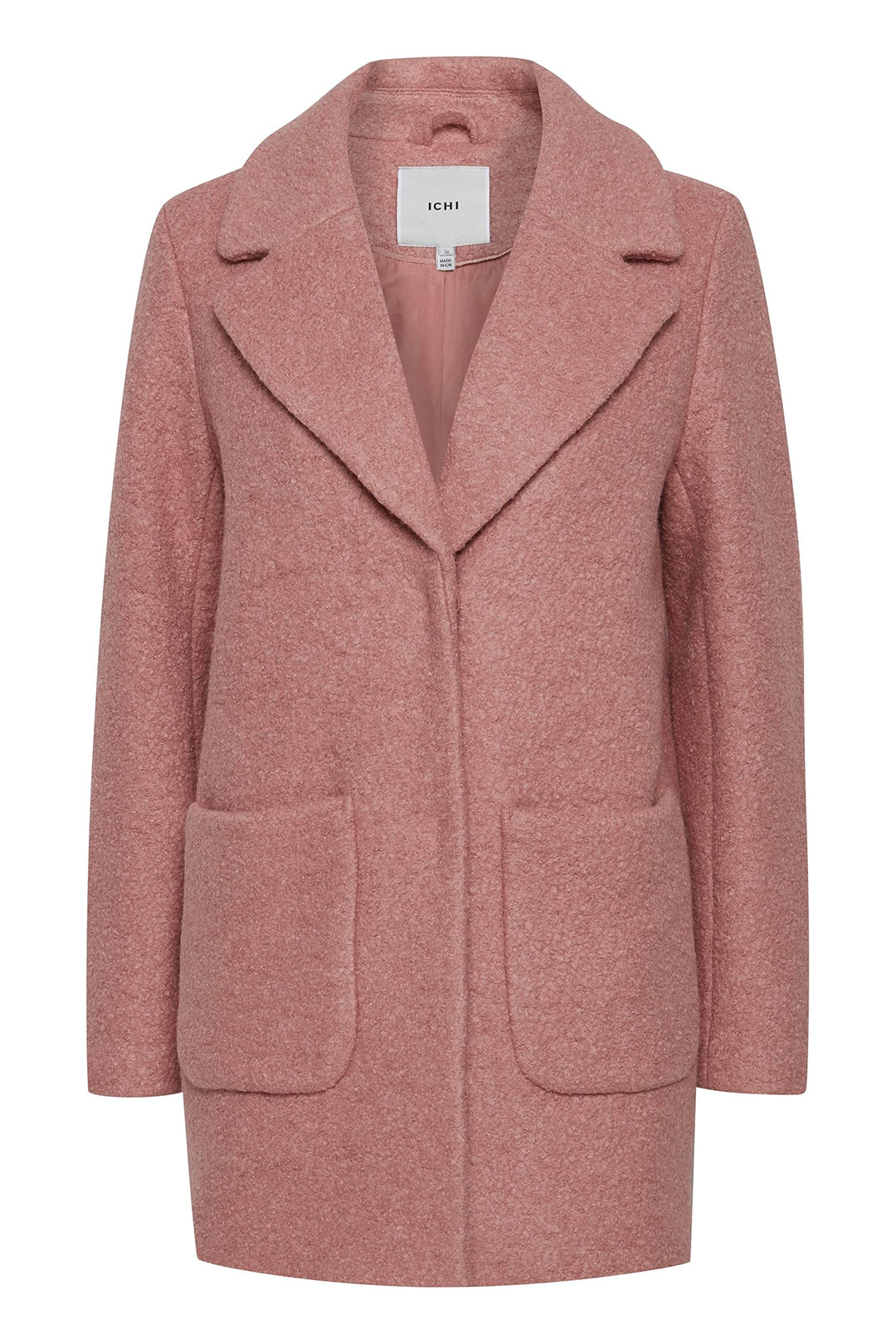 ICHI IHSTIPA JA Damen Wintermantel Wollmantel Winterjacke Kurzmantel mit Druckknöpfen und Reverskrag