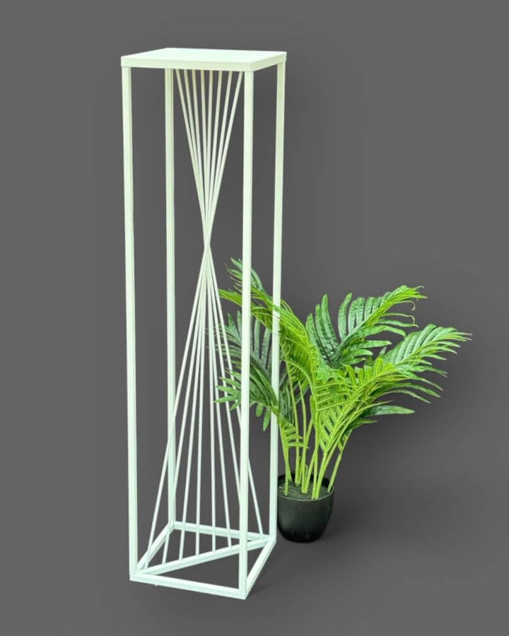 DanDiBo Blumenhocker Metall Weiss Eckig 100 cm Blumenständer Beistelltisch 96568 Blumensäule Pflanze