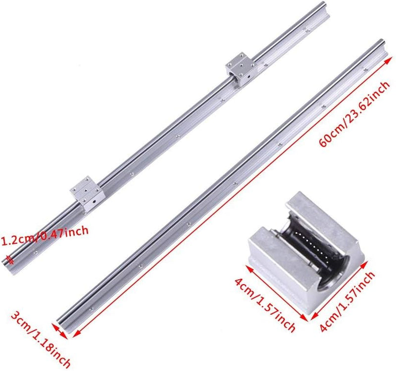 Linearführung Set 2 Stück SBR12 600mm 12mm Linearlagerschiene + 4 Stück SBR12UU-Blöcke Linearführung