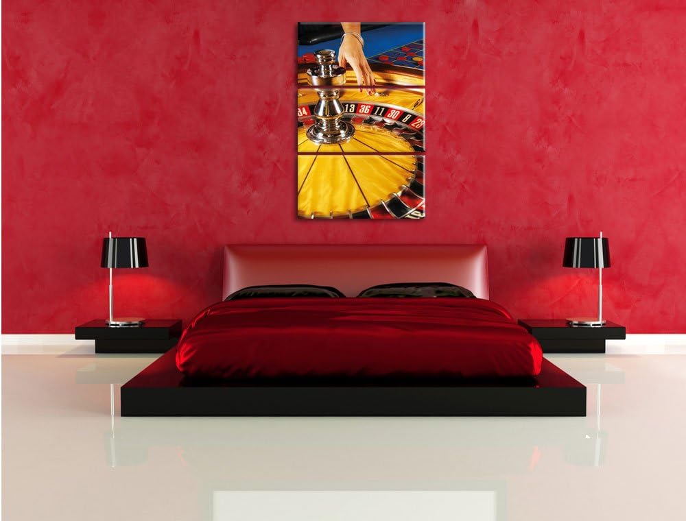 Pixxprint Roulette Tisch in Las Vegas 3-Teiler Leinwandbild 120x80 Bild auf Leinwand