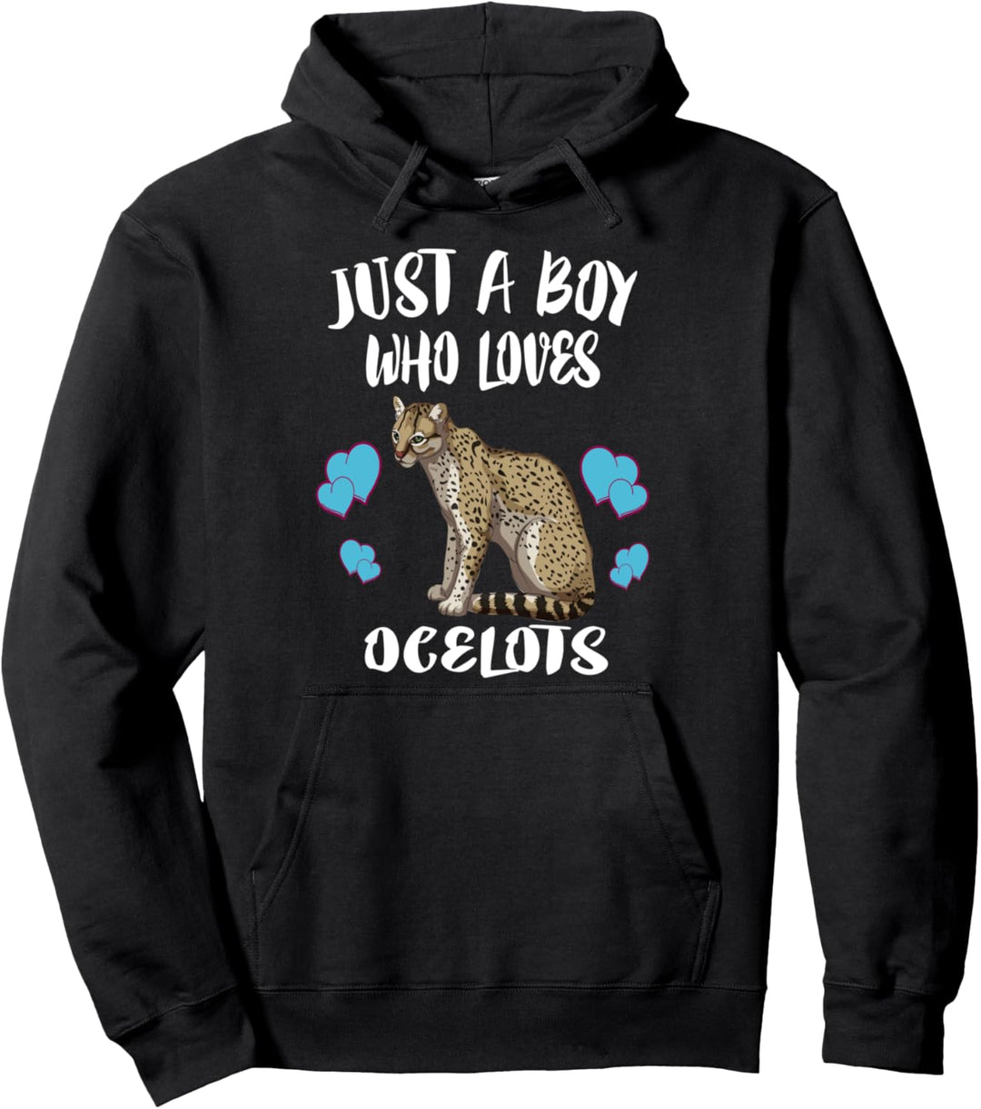 Just A Boy Who Loves Ocelots Cats Pullover Hoodie