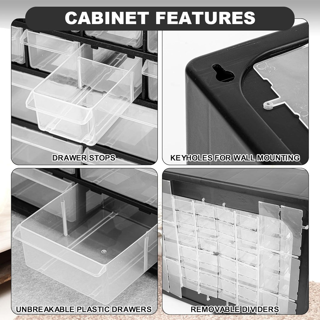 CraftGenes Schrauben-Aufbewahrungs-Organizer – 44-Schubladen Garage & Werkstatt-Box mit verstellbare