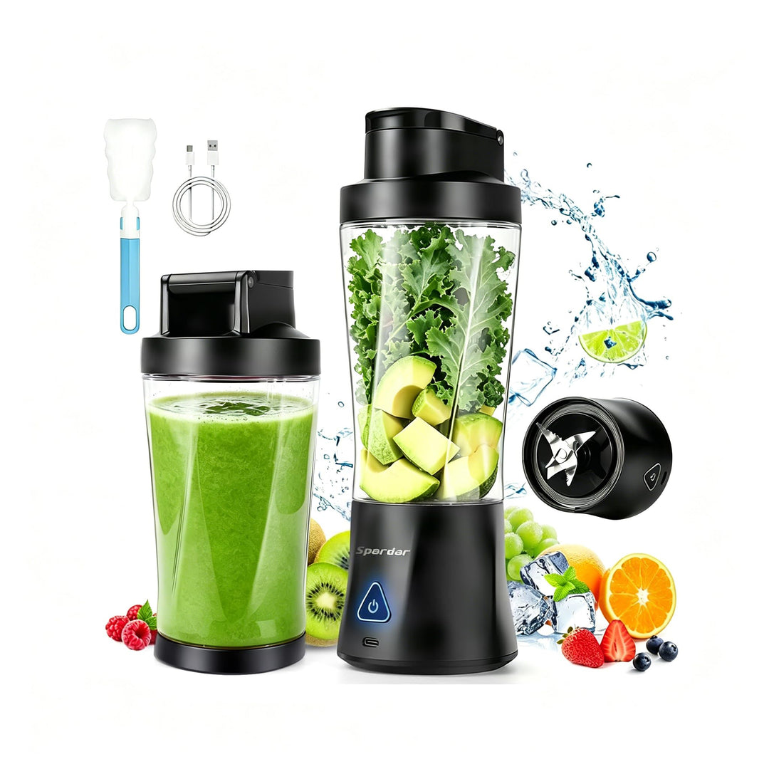 Smoothie Maker to go, 700 ml Portable Blender, 6000 mAh, Selbstreinigungsfunktion, Inklusive 6 Schar