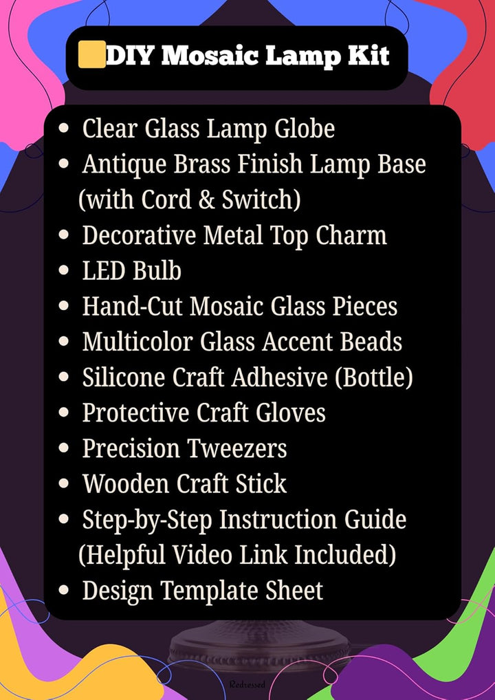 DEMMEX Farbe Wählbar – DIY Mosaik-Tischlampe Bastelset – Türkisch-Marokkanischer Stil – Gestalten Si