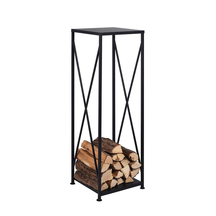 Kaminholzregal schwarz aus pulverbeschichtetem Eisen ca. 34 x 34 x 111 cm - als stabiler Kaminholzst