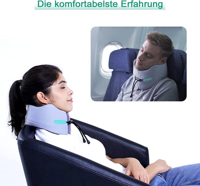 Joscoal Memory Foam Nackenkissen Reise Reisekissen Luxuriös Flugzeug Kinnstütz Travel Pillow Navy Bl