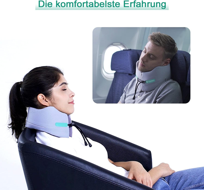 Joscoal Nackenkissen Reisen Flugzeug Reisekissen Bietet Doppelte Unterstützung Memory Foam für Auto-