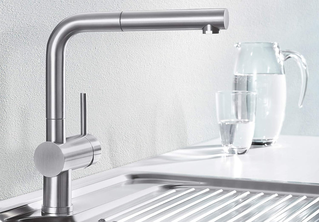 BLANCO LINUS-S - Küchenarmatur mit herausziehbarem Auslauf - Niederdruck - Chrom - 512200 Niederdruc