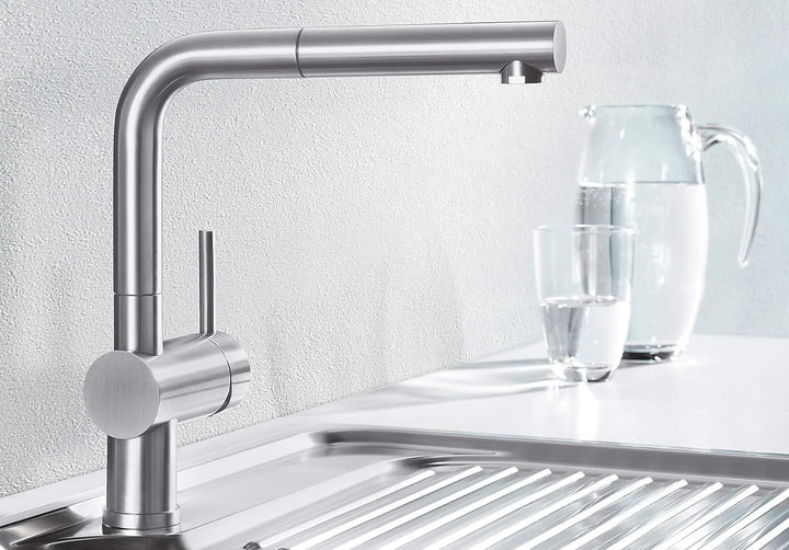 BLANCO LINUS-S - Küchenarmatur mit herausziehbarem Auslauf - Niederdruck - Chrom - 512200 Niederdruc