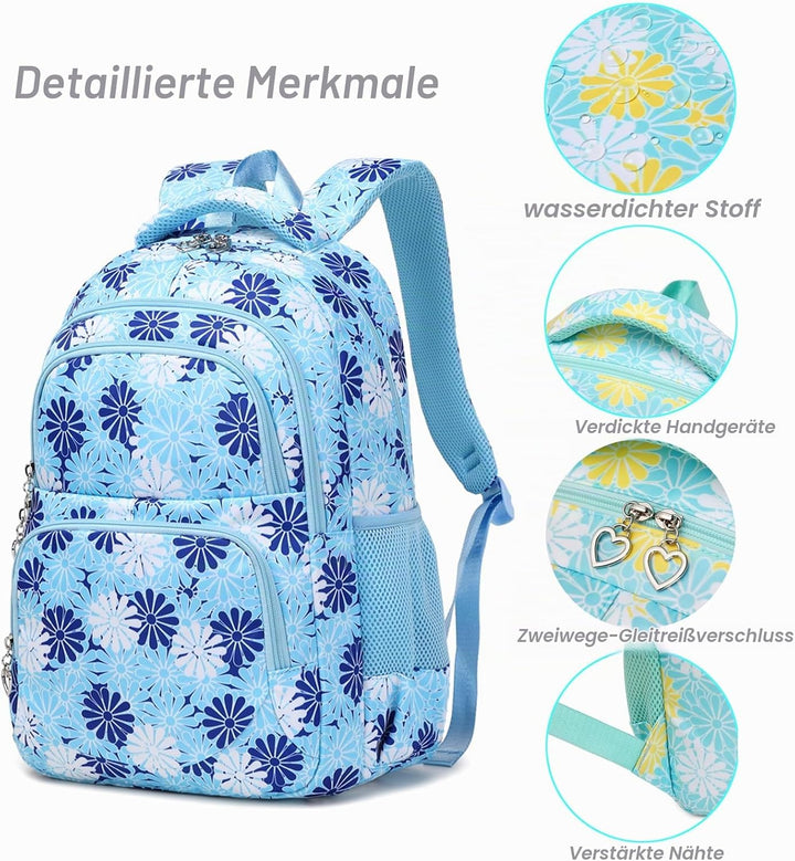 ZHIERNA Schulrucksack Mädchen Teenager Schule Rucksack Damen Schulranzen Kinder Schultasche mit Lunc