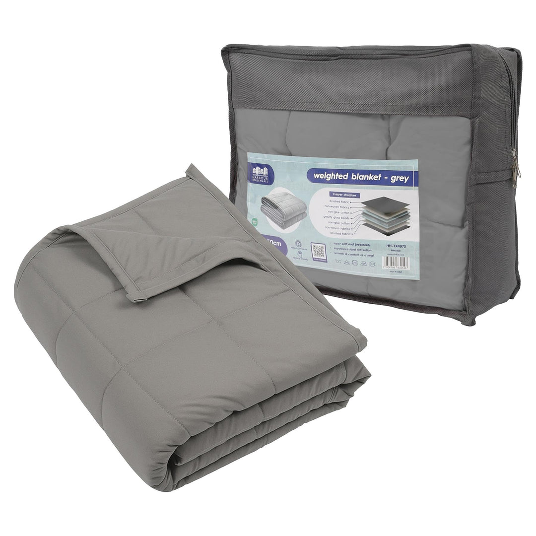 Harbour Housewares Gewichtsdecke mit Aufbewahrungstasche - 125 x 150cm - 4kg - Grau - 1x Schwer Erwa