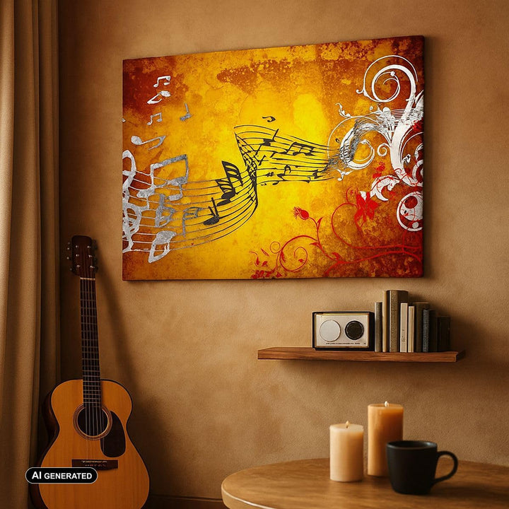 Bilder auf Leinwand 100x70cm Leinwandbild Musik Konzert Spass Blume Gross Wanddeko Bild Schlafzimmer