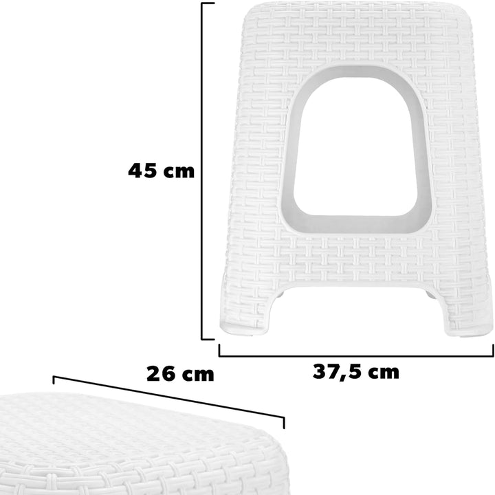 KADAX Hocker aus Kunststoff, Tritthocker bis 120 kg, Rattanhocker mit Antirutschfüssen, Badhocker, W