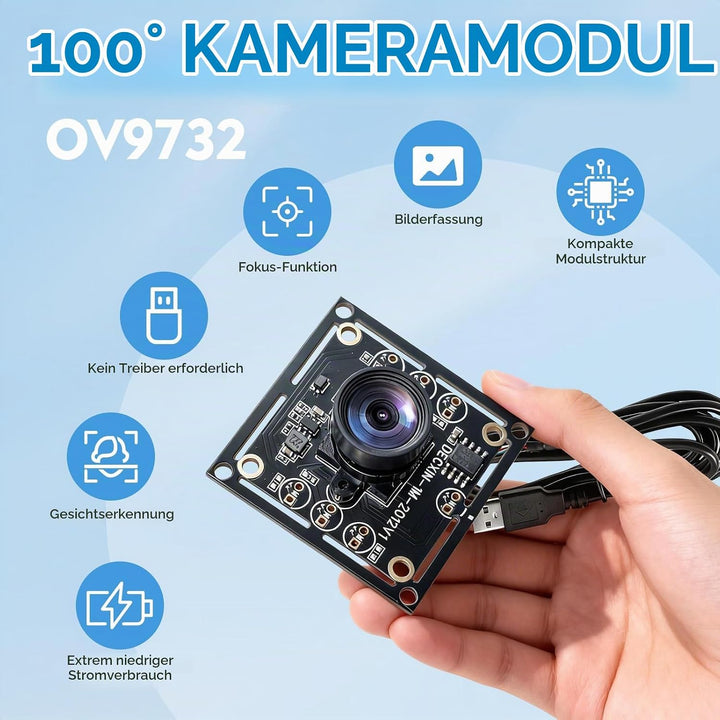 OV9732 Kameramodul mit 100° Weitwinkel, 1280x720p 30fps, USB, 3m Kabel, kompatibel mit Autodarts Kam