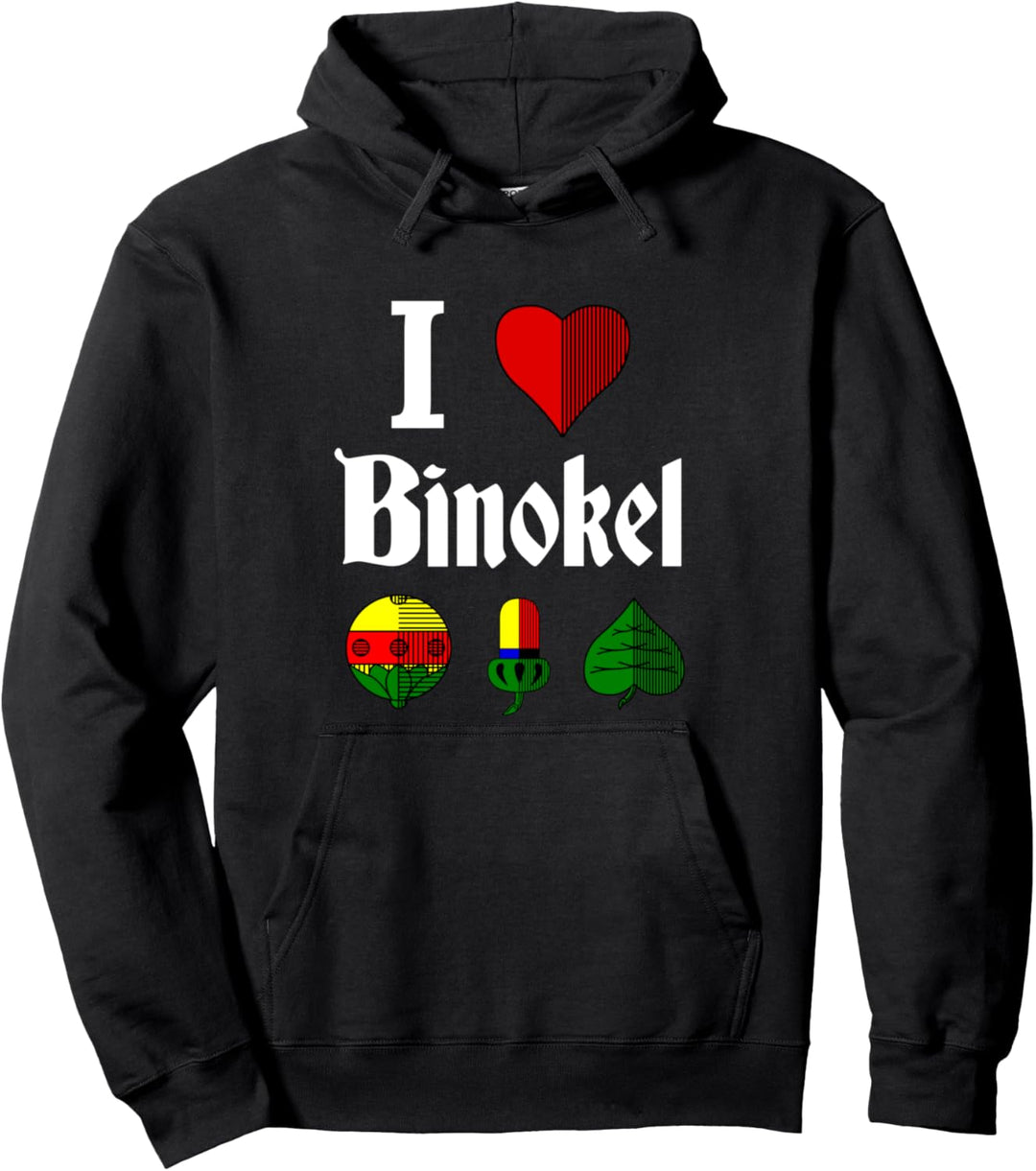 I love Binokel Kartenspiel Binokelspieler Benoggel Schwabe Pullover Hoodie