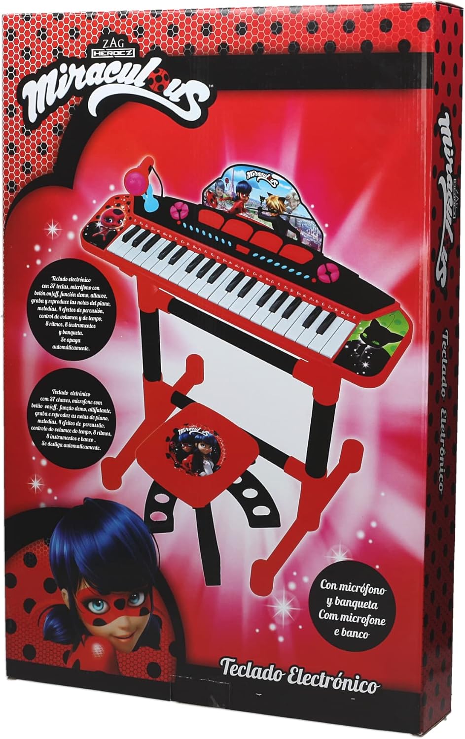 Reig 2686 Miraculous: Tales of Ladybug & Cat Noir Keyboard auf Ständer mit Stuhl