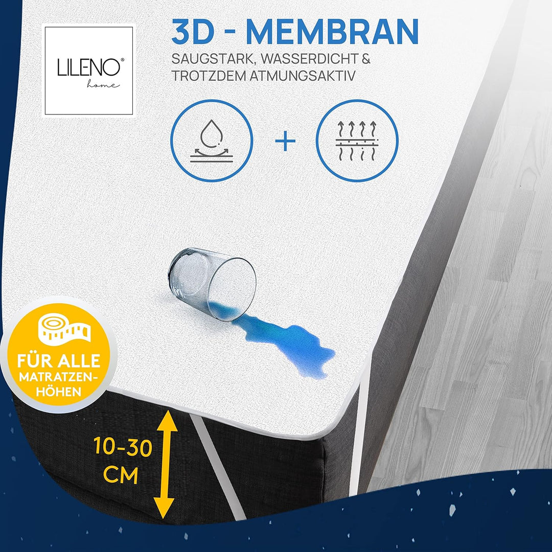 LILENO HOME Matratzenschoner 70x140 cm - 2er Set - Inkontinenzunterlage [95°C Kochfest] u. wasserdic
