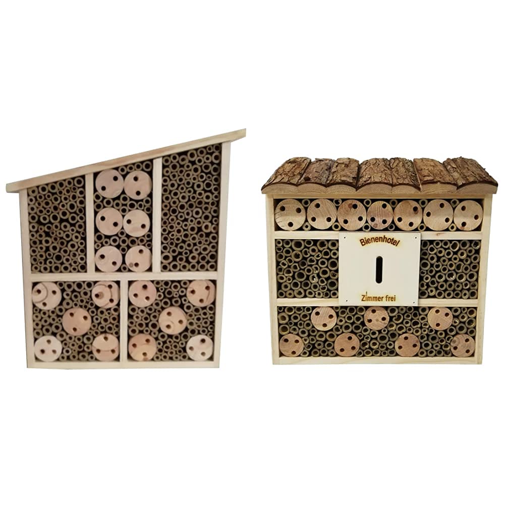 Dehner Natura Insektenhotel Osmia, ca. 32 x 9 x 30 cm, Kiefern-, Tannenholz/Bambus/Sperrholz, Natur