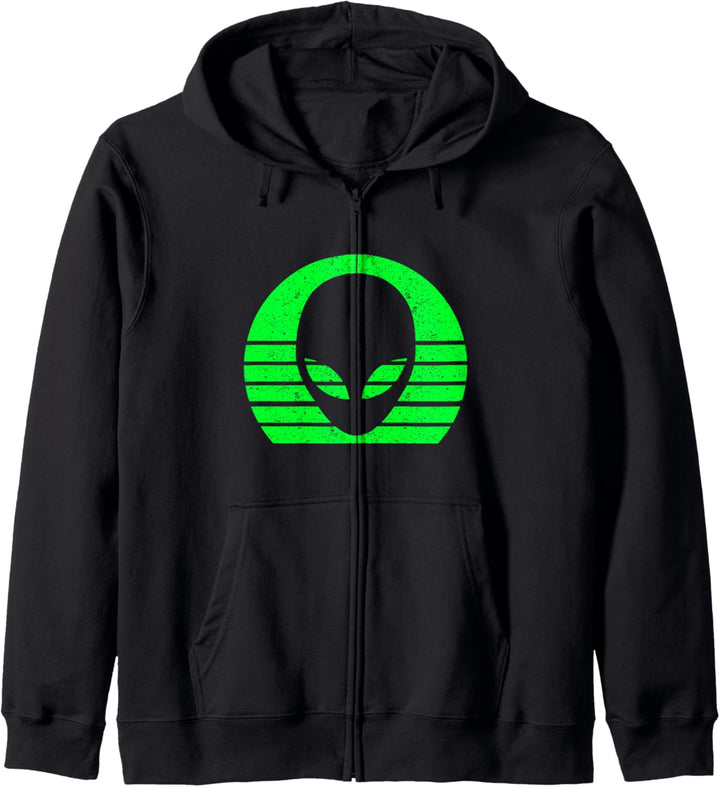 Ausserirdischer Alienkopf Aliengesicht Retro Vintage Kapuzenjacke