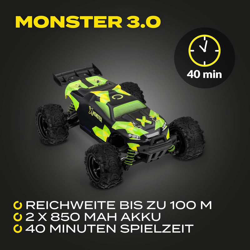 Overmax X-Monster 3.0 Truck Ferngesteuertes RC Auto 45 km/h, 1:18, 2 Akkus, Allrad, 100m Reichweite,